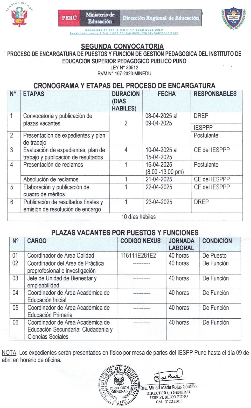 Segunda Convocatoria
